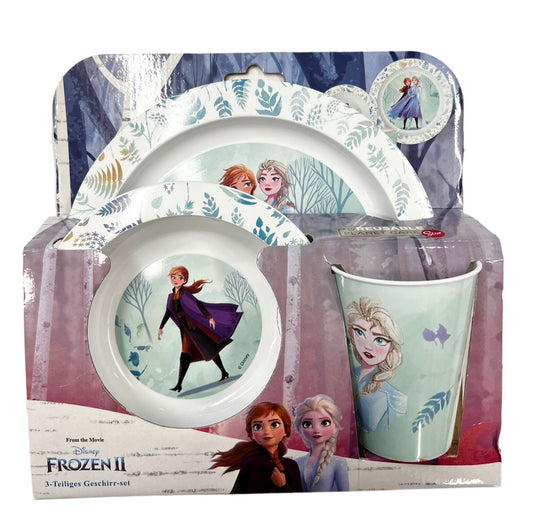 " Frozen II " Frühstück Set / Kindergeschirr Teller Schale Trinkbecher / Frozen II Anna & Elsa